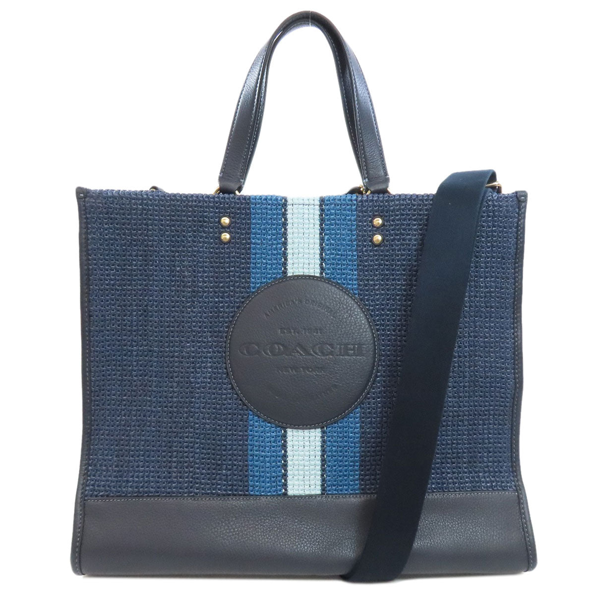 COACH コーチ CA593 デンプシー 2WAY トートバッグ ストロー レディース 中古