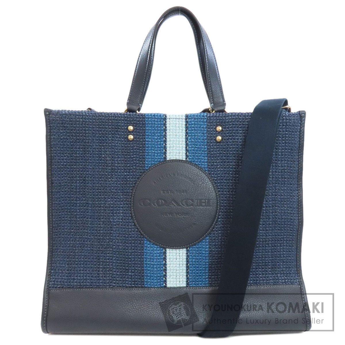 COACH コーチ CA593 デンプシー 2WAY トートバッグ ストロー レディース 中古
