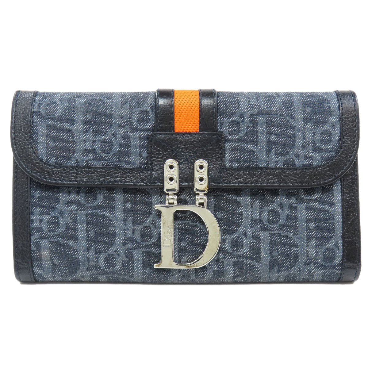 CHRISTIAN DIOR クリスチャンディオール トロッター柄 長財布（小銭入れあり） デニム レディース 中古
