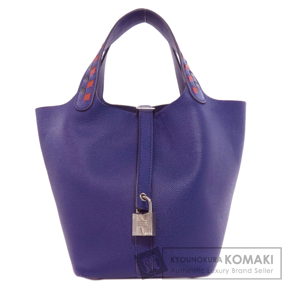 HERMES エルメス ピコタンロックPM ブルーアンクル トレサージュ シルバー金具 ハンドバッグ エプソン レディース 中古