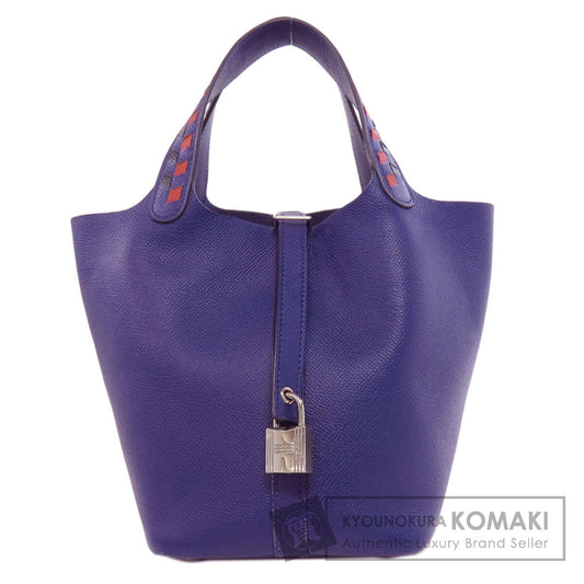 HERMES エルメス ピコタンロックPM ブルーアンクル トレサージュ シルバー金具 ハンドバッグ エプソン レディース 中古