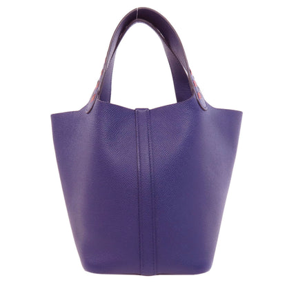 HERMES エルメス ピコタンロックPM ブルーアンクル トレサージュ シルバー金具 ハンドバッグ エプソン レディース 中古