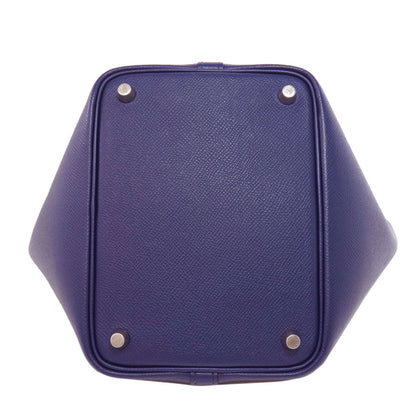 HERMES エルメス ピコタンロックPM ブルーアンクル トレサージュ シルバー金具 ハンドバッグ エプソン レディース 中古