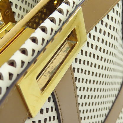 FENDI フェンディ ピーカブー パンチング 2WAY ハンドバッグ カーフ レディース 中古