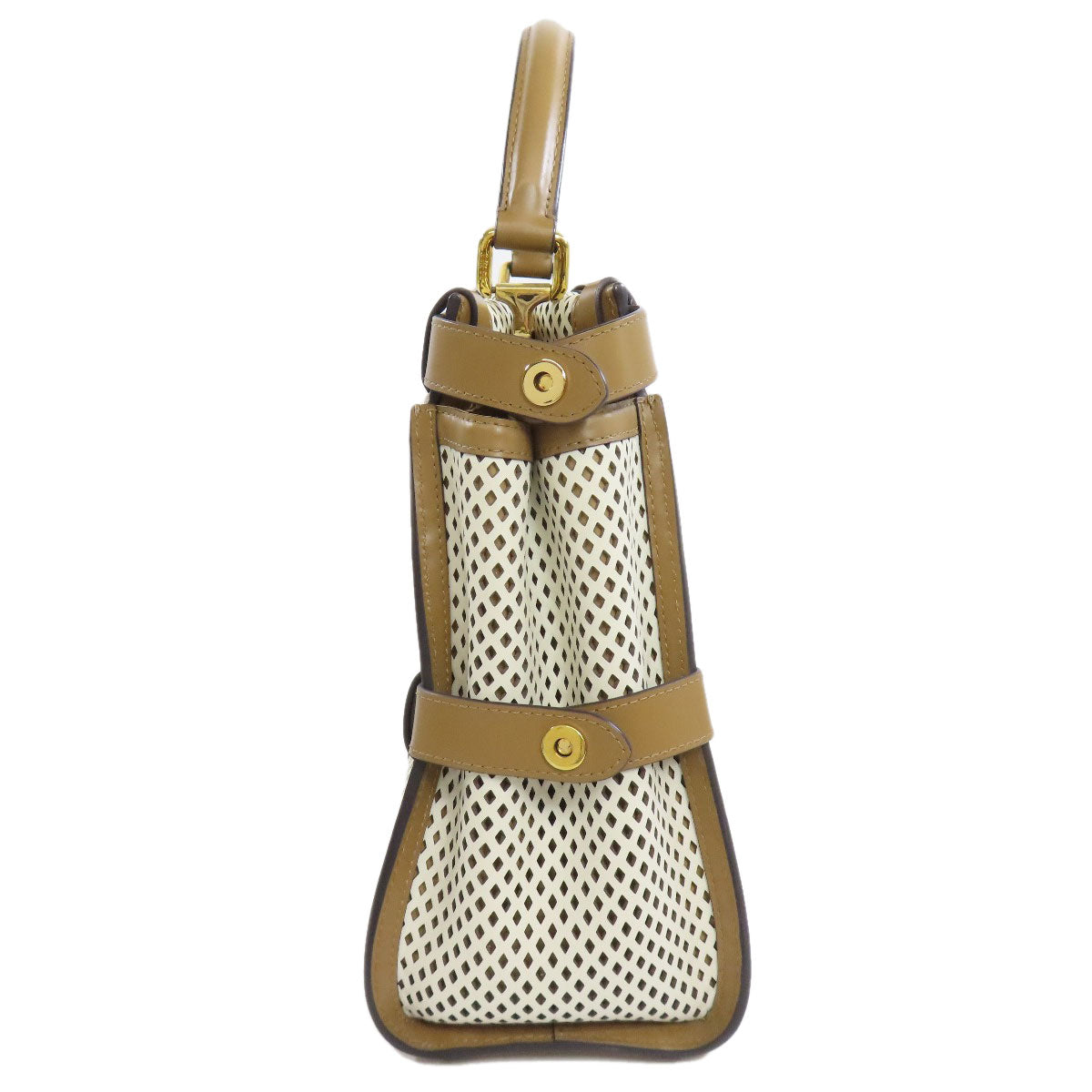 FENDI フェンディ ピーカブー パンチング 2WAY ハンドバッグ カーフ レディース 中古