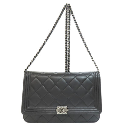 CHANEL シャネル チェーンウォレット ボーイシャネル シルバー金具 長財布（小銭入れあり） ラムスキン レディース 中古