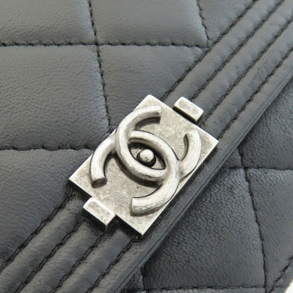 CHANEL シャネル チェーンウォレット ボーイシャネル シルバー金具 長財布（小銭入れあり） ラムスキン レディース 中古