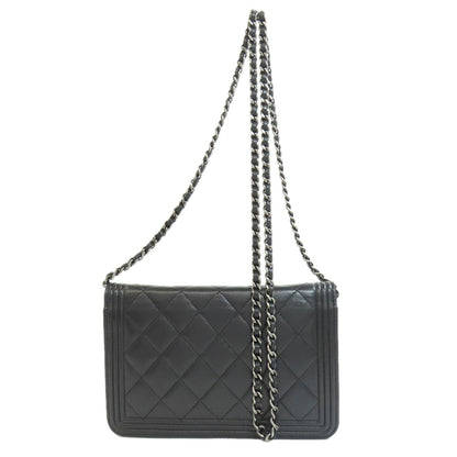 CHANEL シャネル チェーンウォレット ボーイシャネル シルバー金具 長財布（小銭入れあり） ラムスキン レディース 中古