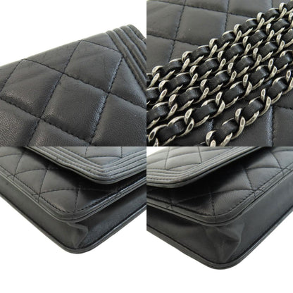 CHANEL シャネル チェーンウォレット ボーイシャネル シルバー金具 長財布（小銭入れあり） ラムスキン レディース 中古