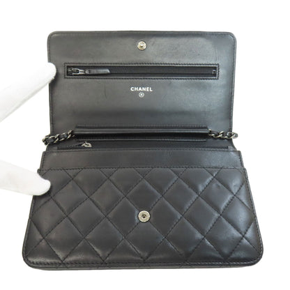 CHANEL シャネル チェーンウォレット ボーイシャネル シルバー金具 長財布（小銭入れあり） ラムスキン レディース 中古