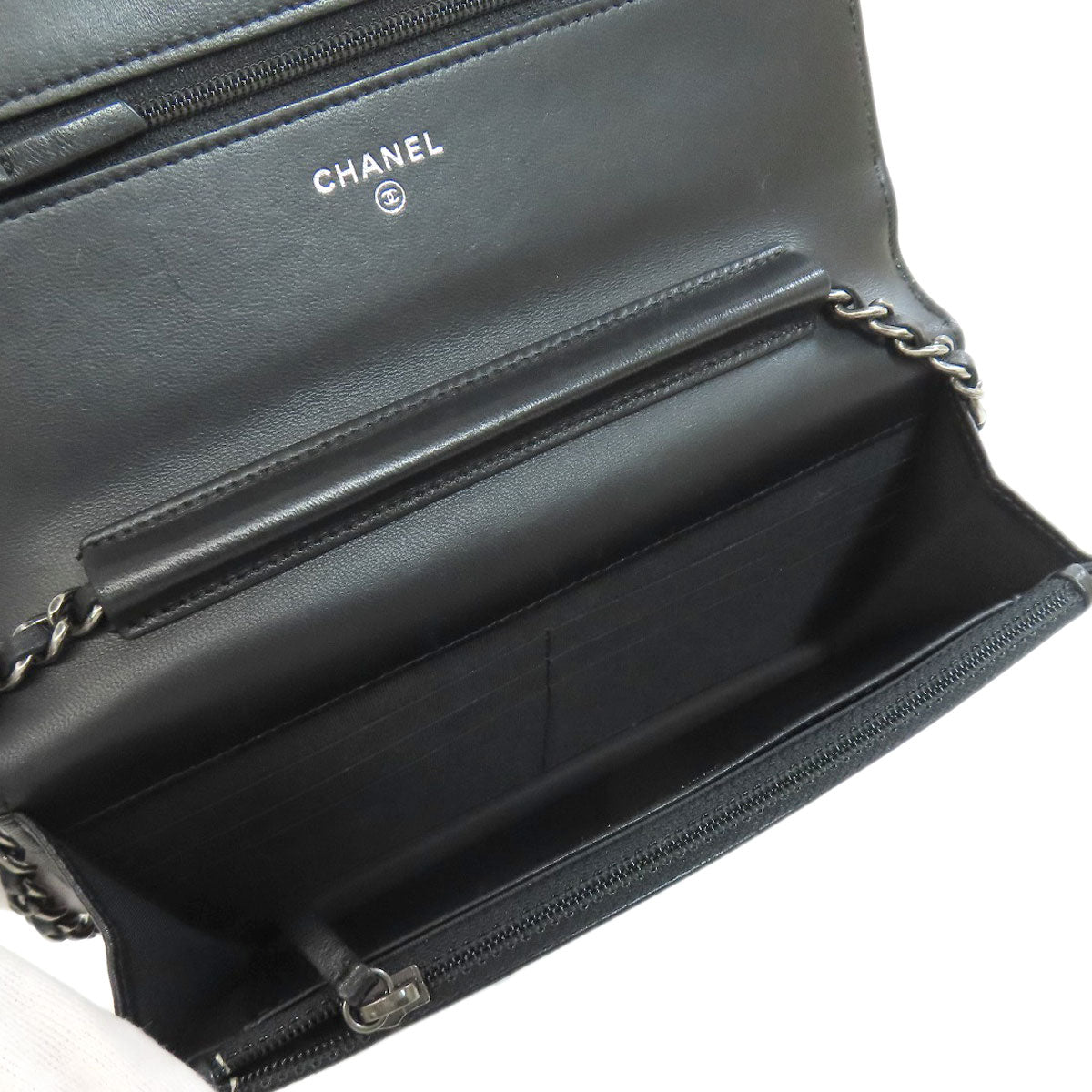 CHANEL シャネル チェーンウォレット ボーイシャネル シルバー金具 長財布（小銭入れあり） ラムスキン レディース 中古