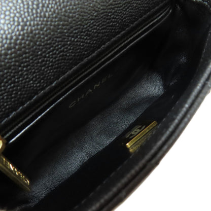CHANEL シャネル チェーンショルダー ココマーク ゴールド金具 ショルダーバッグ グレインド カーフスキン レディース 中古