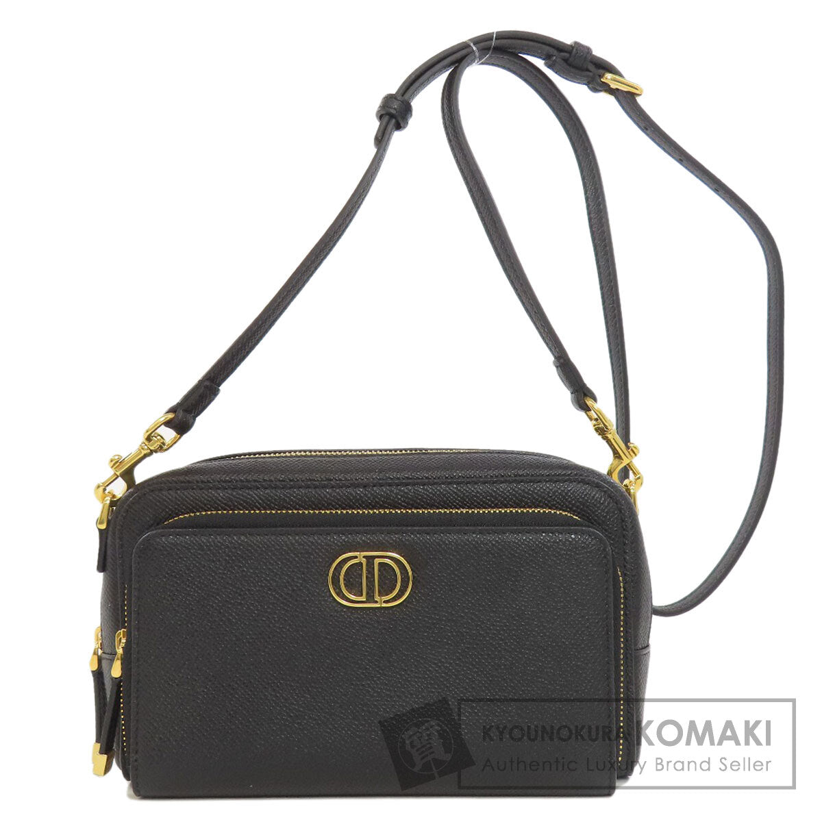 CHRISTIAN DIOR クリスチャンディオール カロ ダブルポーチ ショルダーバッグ カーフ レディース 中古