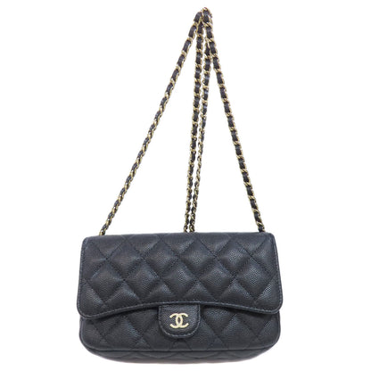 CHANEL シャネル チェーンショルダー マトラッセ ゴールド金具 ショルダーバッグ グレインド カーフスキン レディース 中古
