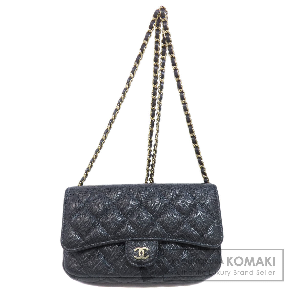 CHANEL シャネル チェーンショルダー マトラッセ ゴールド金具 ショルダーバッグ グレインド カーフスキン レディース 中古