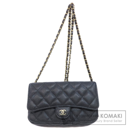 CHANEL シャネル チェーンショルダー マトラッセ ゴールド金具 ショルダーバッグ グレインド カーフスキン レディース 中古