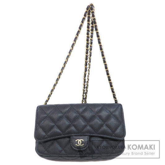 CHANEL シャネル チェーンショルダー マトラッセ ゴールド金具 ショルダーバッグ グレインド カーフスキン レディース 中古