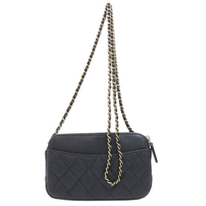 CHANEL シャネル チェーンショルダー マトラッセ ゴールド金具 ショルダーバッグ グレインド カーフスキン レディース 中古