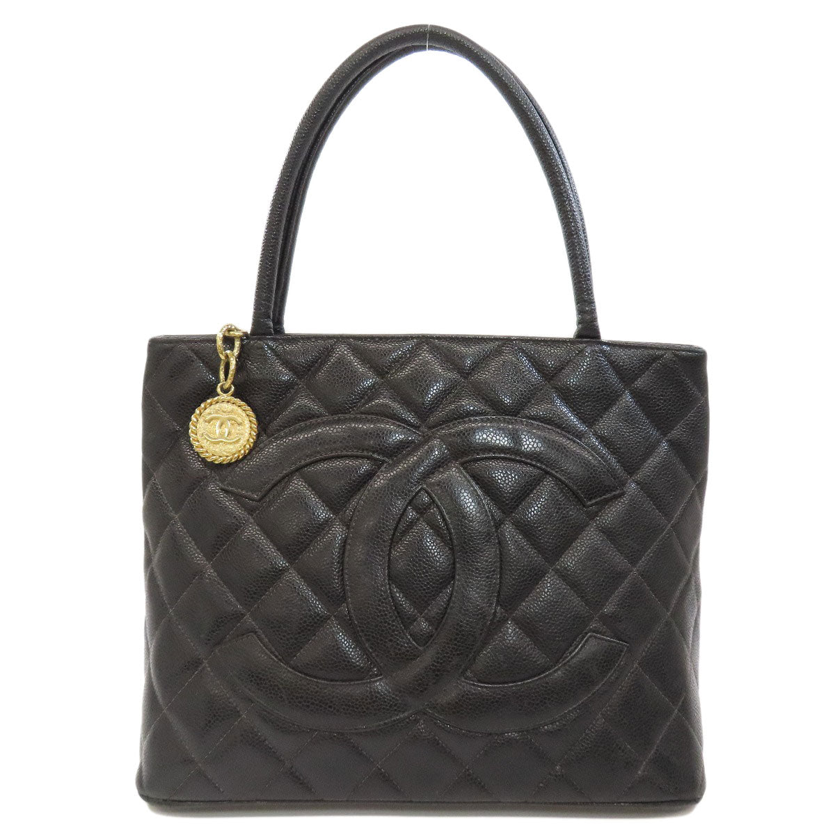 CHANEL シャネル 復刻トート ゴールド金具 トートバッグ グレインド カーフスキン レディース 中古