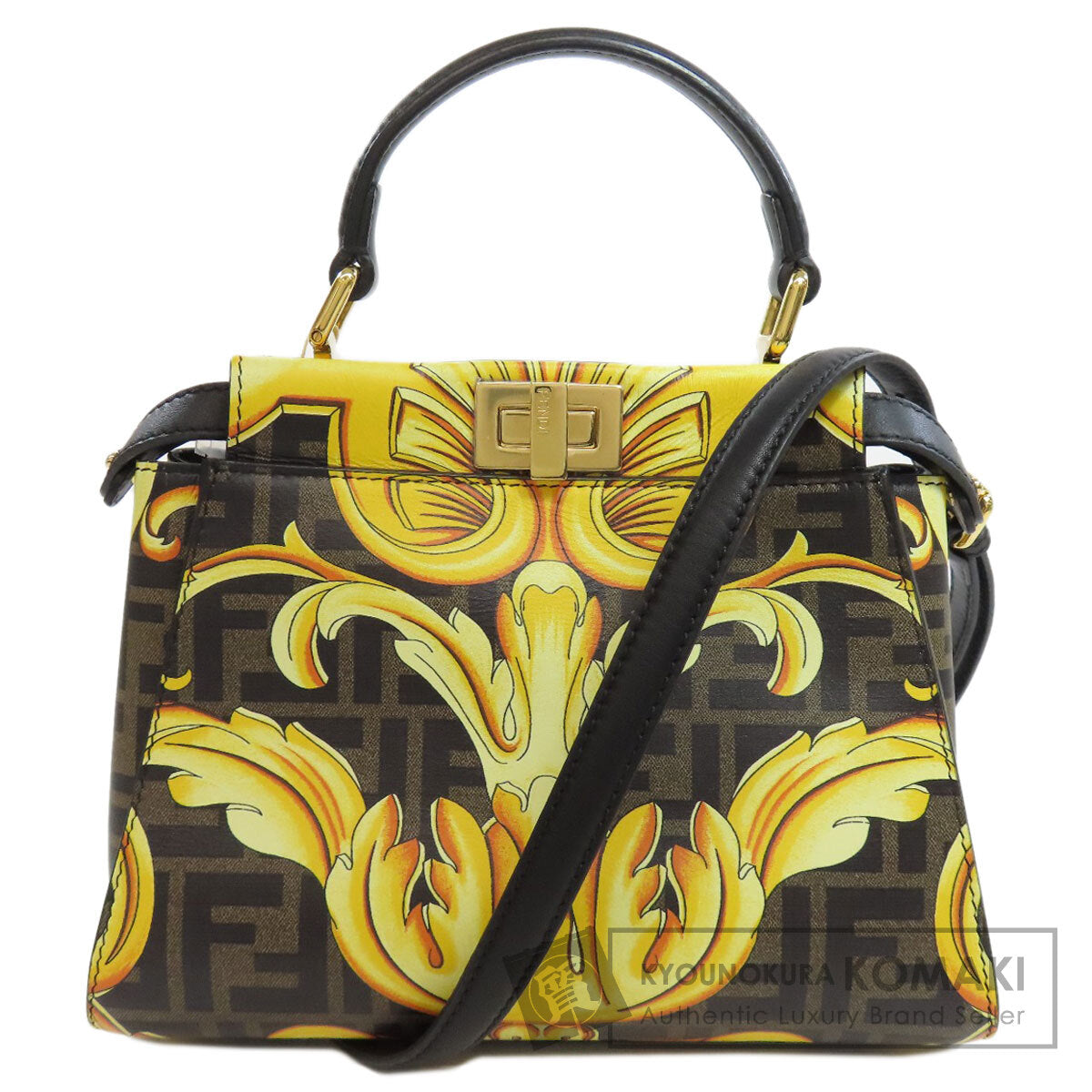 FENDI フェンディ フェンダーチェ ミニピーカブー ハンドバッグ カーフ レディース 中古