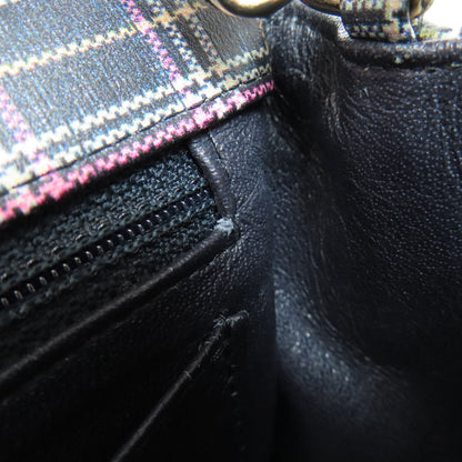 CHANEL シャネル チェーンショルダー チェック柄 ゴールド金具 ショルダーバッグ レザー レディース 中古
