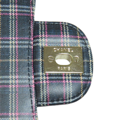 CHANEL シャネル チェーンショルダー チェック柄 ゴールド金具 ショルダーバッグ レザー レディース 中古