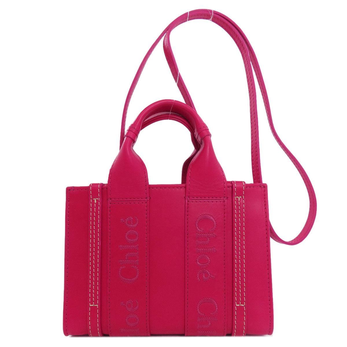 CHLOE クロエ ウッディミニ 2WAY ハンドバッグ レザー レディース 中古