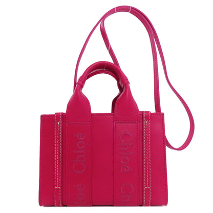 CHLOE クロエ ウッディミニ 2WAY ハンドバッグ レザー レディース 中古