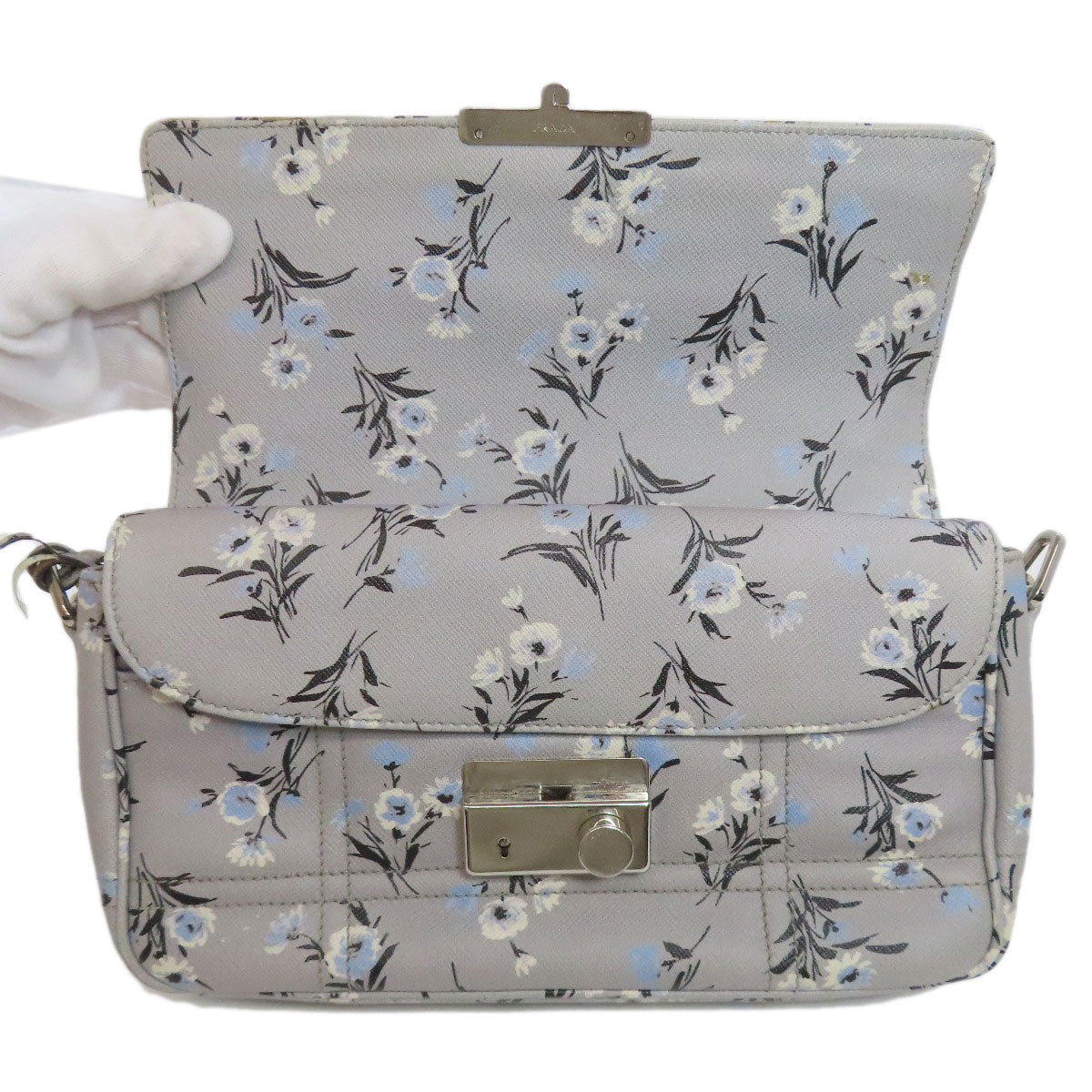 PRADA プラダ フラワーモチーフ ショルダーバッグ PVC レディース 中古