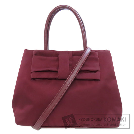 PRADA プラダ 1BG068 リボンモチーフ 2WAY ハンドバッグ ナイロン レディース 中古