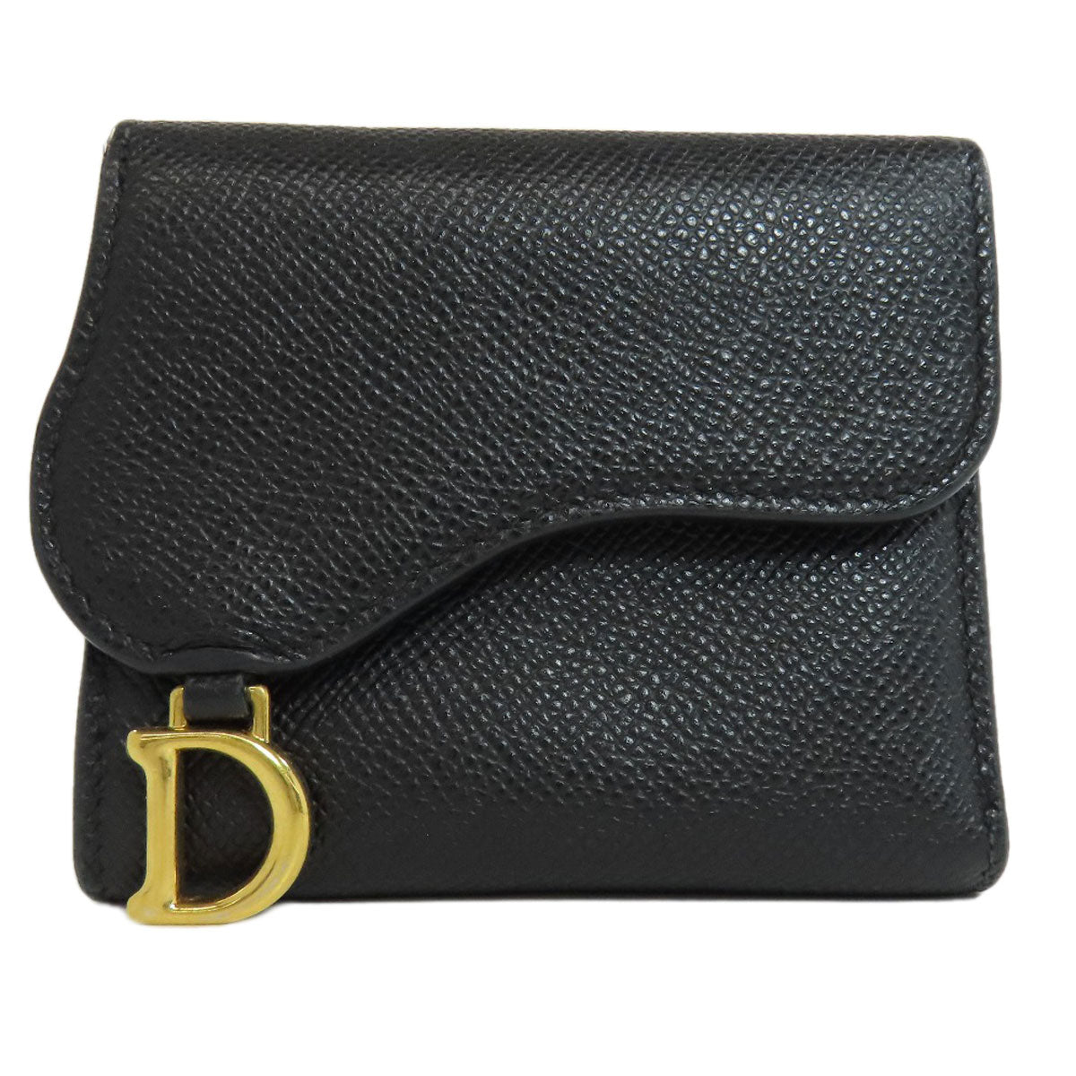 CHRISTIAN DIOR クリスチャンディオール サドル ロータス ウォレット 二つ折り財布（小銭入れあり） カーフ レディース 中古