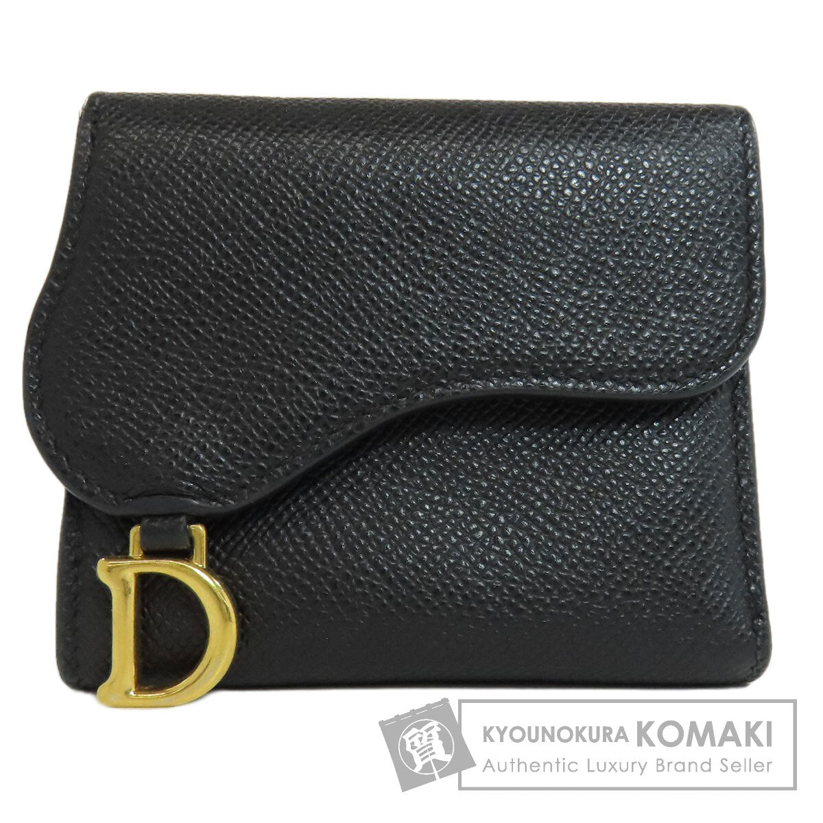 CHRISTIAN DIOR クリスチャンディオール サドル ロータス ウォレット 二つ折り財布（小銭入れあり） カーフ レディース 中古