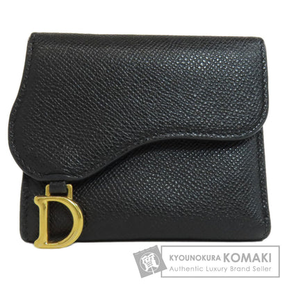 CHRISTIAN DIOR クリスチャンディオール サドル ロータス ウォレット 二つ折り財布（小銭入れあり） カーフ レディース 中古
