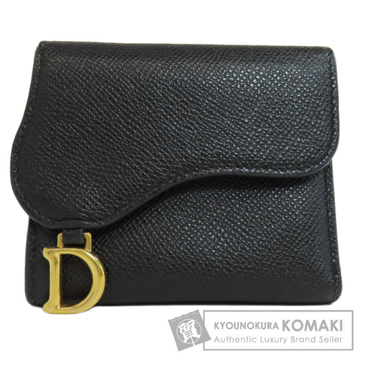 CHRISTIAN DIOR クリスチャンディオール サドル ロータス ウォレット 二つ折り財布（小銭入れあり） カーフ レディース 中古