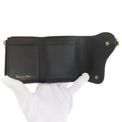 CHRISTIAN DIOR クリスチャンディオール サドル ロータス ウォレット 二つ折り財布（小銭入れあり） カーフ レディース 中古