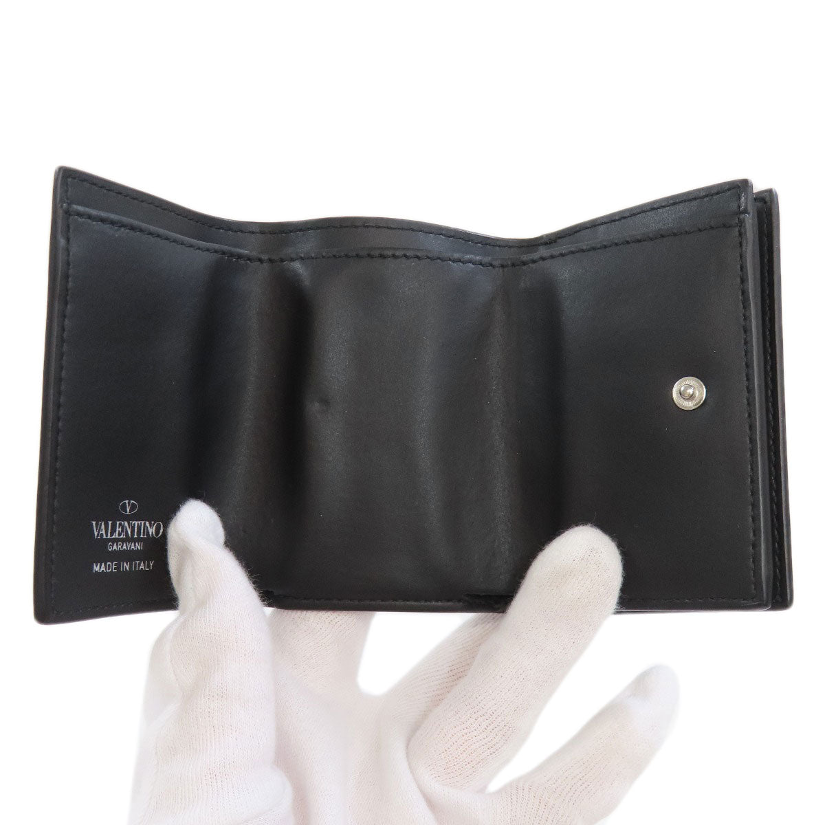 VALENTINO バレンティノ ロゴ 三つ折り財布 二つ折り財布（小銭入れあり） レザー レディース 中古