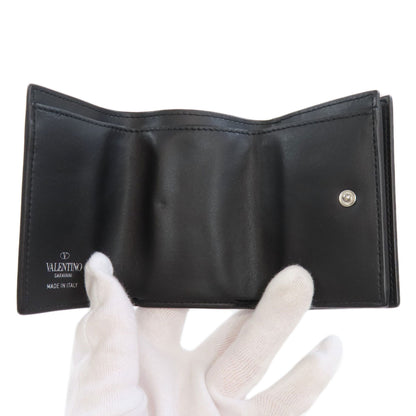 VALENTINO バレンティノ ロゴ 三つ折り財布 二つ折り財布（小銭入れあり） レザー レディース 中古