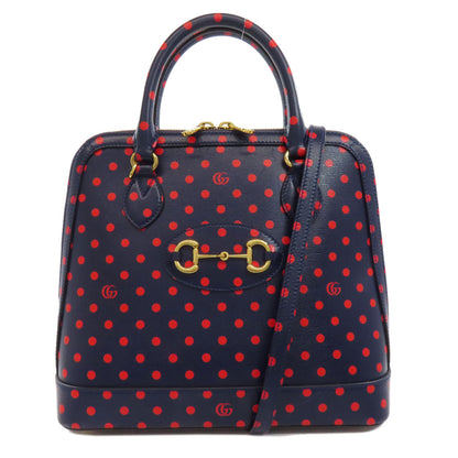GUCCI グッチ 620850 ホースビット ドット柄 2WAY ハンドバッグ レザー レディース 中古