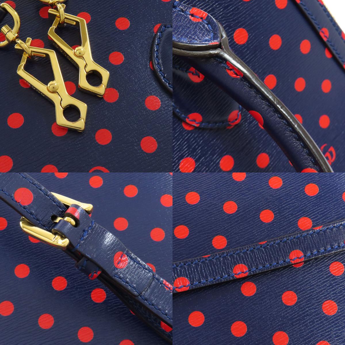 GUCCI グッチ 620850 ホースビット ドット柄 2WAY ハンドバッグ レザー レディース 中古