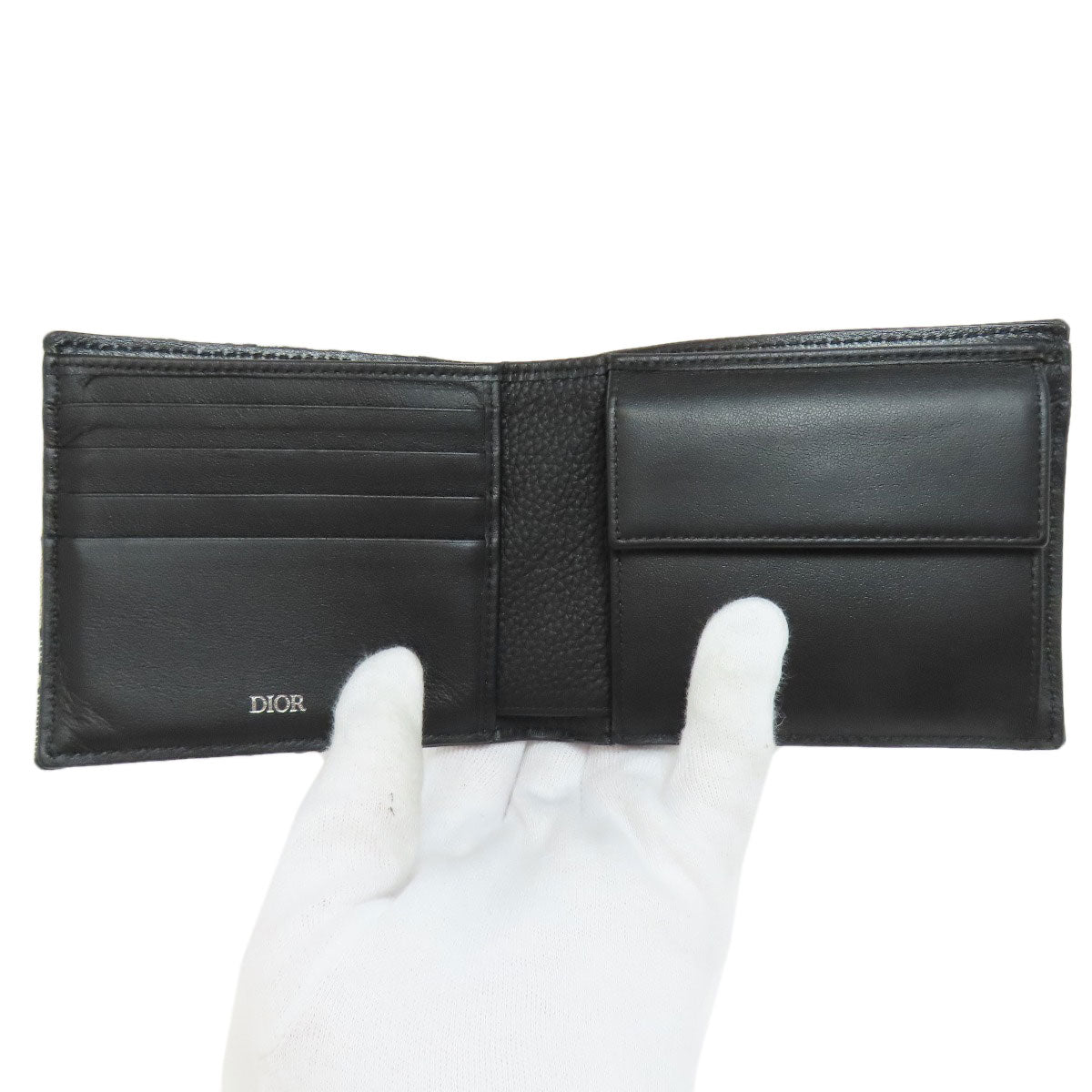 CHRISTIAN DIOR クリスチャンディオール トロッター柄 二つ折り財布（小銭入れあり） キャンバス レディース 中古
