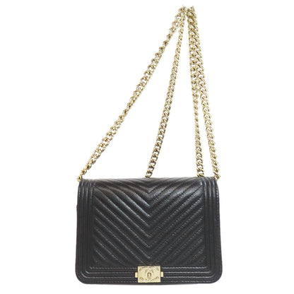 CHANEL シャネル チェーンウォレット ボーイシャネル ゴールド金具 長財布（小銭入れあり） グレインド カーフスキン レディース 中古