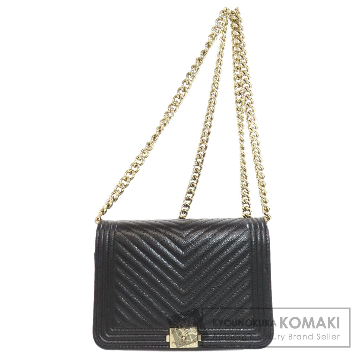 CHANEL シャネル チェーンウォレット ボーイシャネル ゴールド金具 長財布（小銭入れあり） グレインド カーフスキン レディース 中古