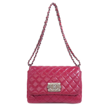 CHANEL シャネル チェーンショルダー ボーイシャネル シルバー金具 ショルダーバッグ カーフ レディース 中古