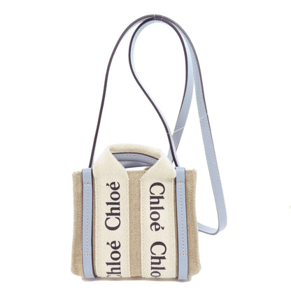 CHLOE クロエ ウッディ ナノ 2WAY ハンドバッグ キャンバス レディース 中古