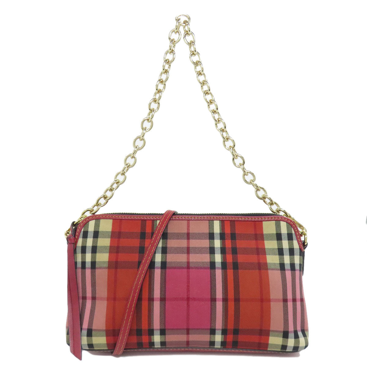 BURBERRY バーバリー チェック柄 ショルダーバッグ キャンバス レディース 中古