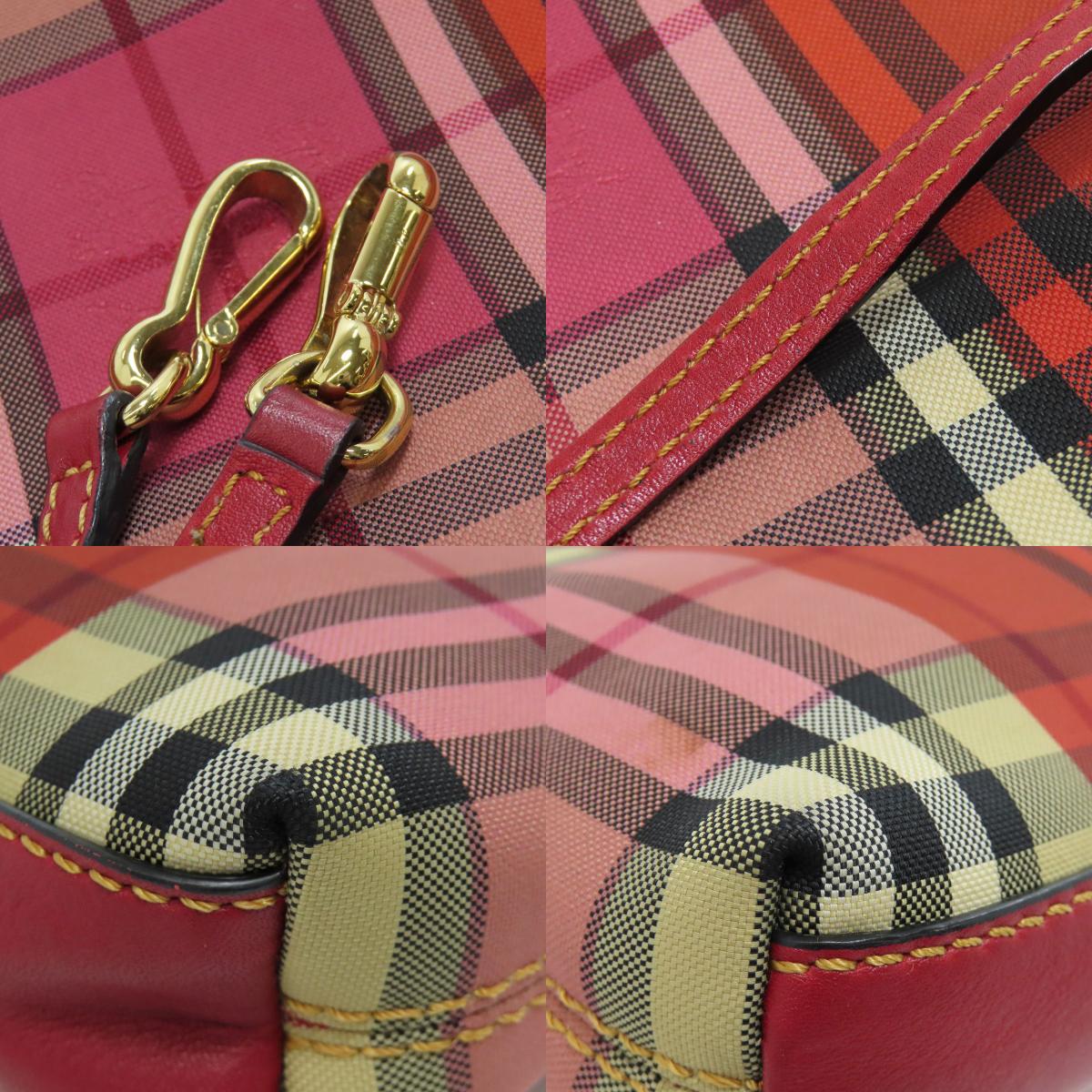BURBERRY バーバリー チェック柄 ショルダーバッグ キャンバス レディース 中古