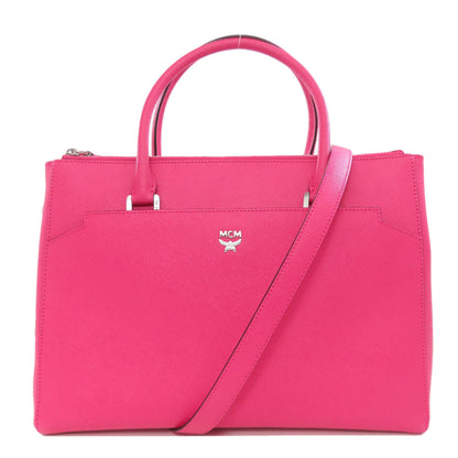 MCM エムシーエム ロゴ 2WAY トートバッグ レザー レディース 中古