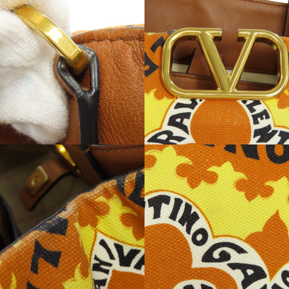 VALENTINO バレンティノ Vロゴ ミニバンダナプリント 2WAY ハンドバッグ キャンバス レディース 中古