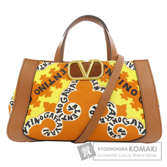VALENTINO バレンティノ Vロゴ ミニバンダナプリント 2WAY ハンドバッグ キャンバス レディース 中古