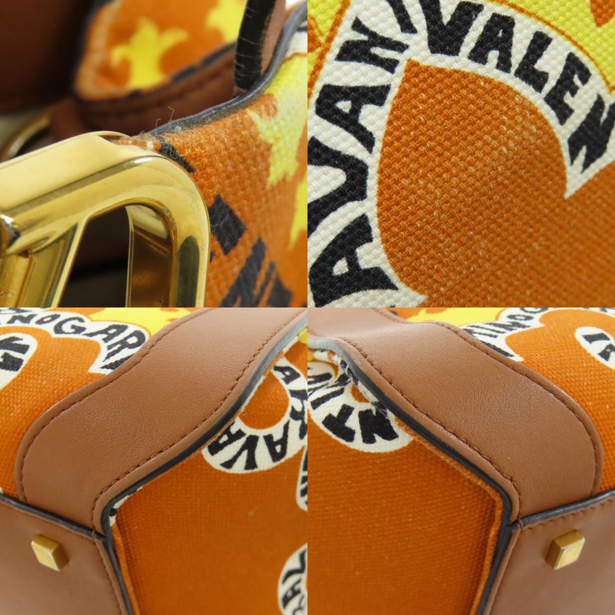 VALENTINO バレンティノ Vロゴ ミニバンダナプリント 2WAY ハンドバッグ キャンバス レディース 中古